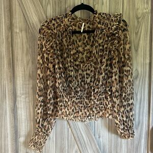 Free People Leopard Print Blouse New Without tags lightly used size s/p